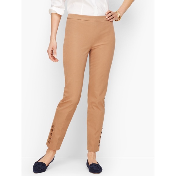 💕2 for $15💕 TALBOTS CHATHAM BUTTON-HEM ANKLE PANTS in Tan - Picture 1 of 7